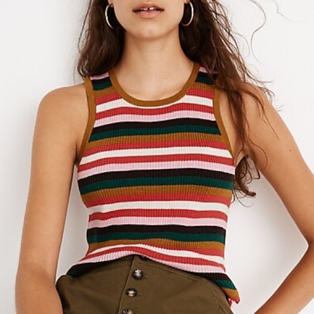 Madewell Striped Ribbed Sweater Tank Top - XXS (fits like XS)